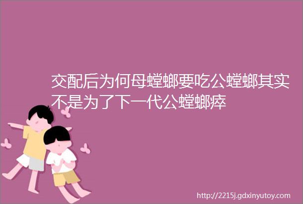 交配后为何母螳螂要吃公螳螂其实不是为了下一代公螳螂瘁