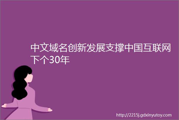 中文域名创新发展支撑中国互联网下个30年